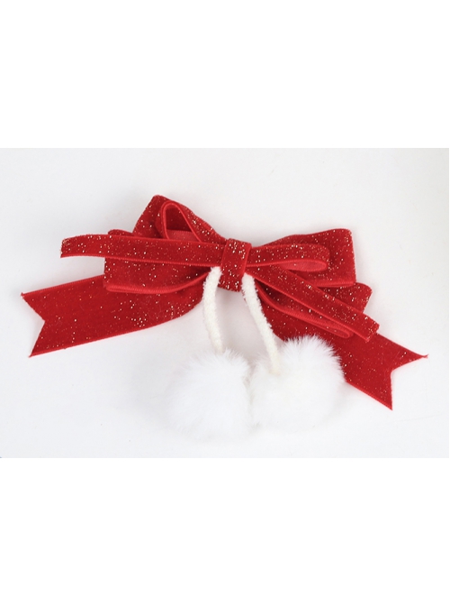 Sweet Cute Bowknot Milk-White Woolen Plush Balls Decoration Classic Lolita Berets