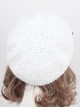 Sweet Cute Bowknot Milk-White Woolen Plush Balls Decoration Classic Lolita Berets