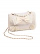 Apricot Big Bowknot Flower Shape Ruffle Lace Pearl Decoration Sweet Lolita Messenger Bag