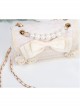 Apricot Big Bowknot Flower Shape Ruffle Lace Pearl Decoration Sweet Lolita Messenger Bag