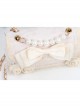 Apricot Big Bowknot Flower Shape Ruffle Lace Pearl Decoration Sweet Lolita Messenger Bag