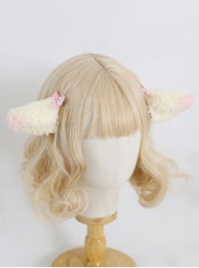 Cute Plush Lamb Ears Plaid Sweet Bowknot Lolita Hairpins