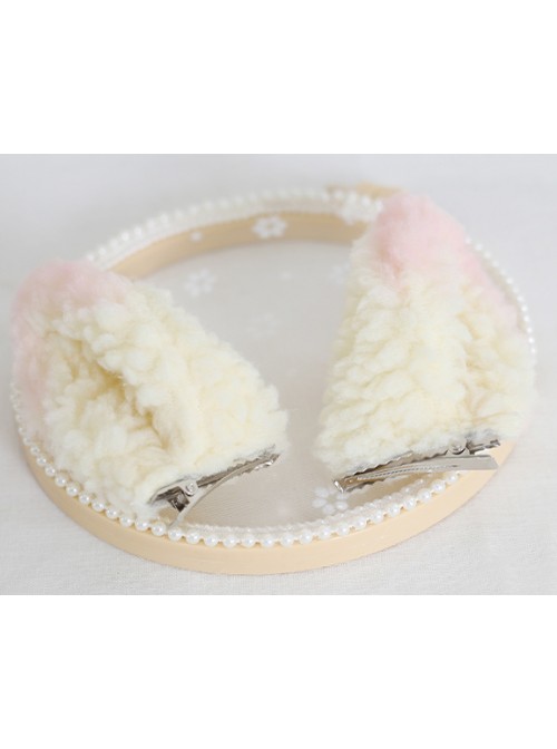 Cute Plush Lamb Ears Plaid Sweet Bowknot Lolita Hairpins