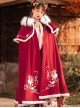 Cute Tiger Series Chinese Style Embroidery Fluffy Fur Collar Long Cloak Winter Warm Thicken Hanfu Lolita Coat