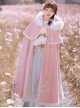 Cute Tiger Series Chinese Style Embroidery Fluffy Fur Collar Long Cloak Winter Warm Thicken Hanfu Lolita Coat