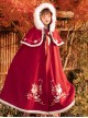 Cute Tiger Series Chinese Style Embroidery Fluffy Fur Collar Long Cloak Winter Warm Thicken Hanfu Lolita Coat