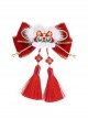 Chinese Style Tiger Embroidery Shape Lolita Bowknot Tassel Hair Accessories Hairpins