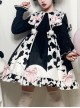 Sweet Snow Ranch Story Series OP Pleated Hem Design Bowknot Sweet Cow Color Sweet Lolita Long Sleeve Dress