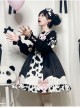 Sweet Snow Ranch Story Series OP Pleated Hem Design Bowknot Sweet Cow Color Sweet Lolita Long Sleeve Dress