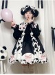 Sweet Snow Ranch Story Series OP Pleated Hem Design Bowknot Sweet Cow Color Sweet Lolita Long Sleeve Dress