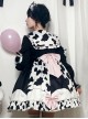 Sweet Snow Ranch Story Series OP Pleated Hem Design Bowknot Sweet Cow Color Sweet Lolita Long Sleeve Dress