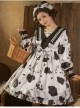 Sweet Milk Candy Series OP Cute Pattern Printing Letter Embroidery Square Collar Pleats Bowknot Sweet Lolita Long Sleeve Dress