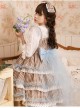 Dumeisha's Star Wish Series JSK Summer Daily Cute Plaid Three-Stage Blue Star Decoration Sweet Lolita Sling Dress