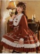 Pastoral Rabbit Series OP Pleated Ruffle Doll Collar Big Bowknot Hem Pleats Classic Lolita Long Sleeve Dress