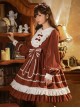 Pastoral Rabbit Series OP Pleated Ruffle Doll Collar Big Bowknot Hem Pleats Classic Lolita Long Sleeve Dress