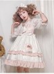 Cat Ear Girl Series JSK Summer Daily Princess Dress Two-stage Hem High Waist Plaid lovely Little Bear head bowknot Sweet Lolita Sling Dress