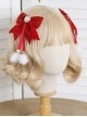 Velvet Red Chinese Style Bowknot Heart-Shaped Pearl Plush Ball Pendant Sweet Lolita Hairpins