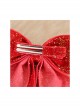 Velvet Red Chinese Style Bowknot Heart-Shaped Pearl Plush Ball Pendant Sweet Lolita Hairpins