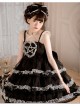 Dumeisha's Star Wish Series JSK Cute Black Bowknot Ruffles Three-stage Hem Suspender Skirt Sweet Lolita Dress
