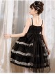 Dumeisha's Star Wish Series JSK Cute Black Bowknot Ruffles Three-stage Hem Suspender Skirt Sweet Lolita Dress