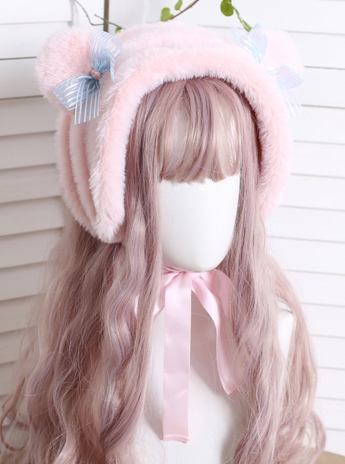 Brown Sweet Cute Girl Style Plush Bear Ears Sweet Lolita Bowknot Headband