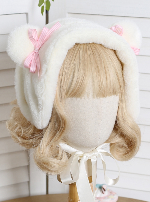 Brown Sweet Cute Girl Style Plush Bear Ears Sweet Lolita Bowknot Headband