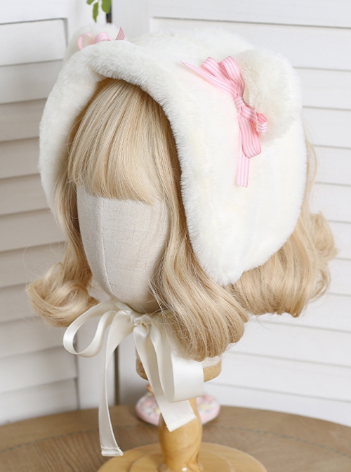 Brown Sweet Cute Girl Style Plush Bear Ears Sweet Lolita Bowknot Headband