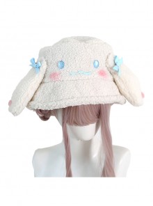 Cinnamoroll Dog Cute Big Ears Bowknot Sweet Lolita Beige Lamb Fleece Exquisite Fisherman Hat