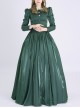 Palace Style Dark Green A-shaped Long Dress American Retro Lantern Sleeves Lace Stand Collar Lolita Prom Dress