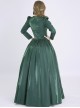 Palace Style Dark Green A-shaped Long Dress American Retro Lantern Sleeves Lace Stand Collar Lolita Prom Dress