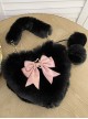 Cute Heart-Shaped Plush Balls Bowknot Metal Star Decoration Sweet Lolita Handbag