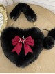 Cute Heart-Shaped Plush Balls Bowknot Metal Star Decoration Sweet Lolita Handbag