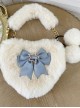 Cute Heart-Shaped Plush Balls Bowknot Metal Star Decoration Sweet Lolita Handbag