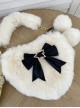 Cute Heart-Shaped Plush Balls Bowknot Metal Star Decoration Sweet Lolita Handbag