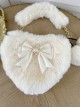 Cute Heart-Shaped Plush Balls Bowknot Metal Star Decoration Sweet Lolita Handbag