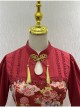 Flying Flower Command Series OP Chinese Style Elegant Printing Tassel Disc Buckle Hem Folds Classic Lolita Long Sleeve Dress