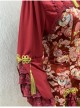 Flying Flower Command Series OP Chinese Style Elegant Printing Tassel Disc Buckle Hem Folds Classic Lolita Long Sleeve Dress