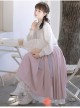 Sakura Story Series Chinese Style Improved Hanfu Elegant Butterfly Embroidery Stand Collar Metal Buckle Long Sleeve Shirt Tie Rope Pleated Skirt Set