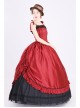 Party Wedding Vintage Wine Red Sleeveless Bowknot Bandage Fluffy Mercerized Satin Lolita Prom Long Dress