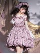 Vanity Movement Series Sweet Lolita Bowknots Pendant Jacquard Embroidery Bud Type Pleated Sling Dress Set