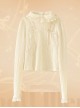 Solid Color Classic Lolita Cross Rope Bowknot Pleated Knitted Lace Turtleneck Long-Sleeved Shirt