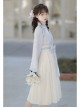 Morning And Evening Series Chinese Style Simple Daily Cross Over Lace Embroidery Elegant Sweet Lovely Bowknot Spring Autumn Hanfu