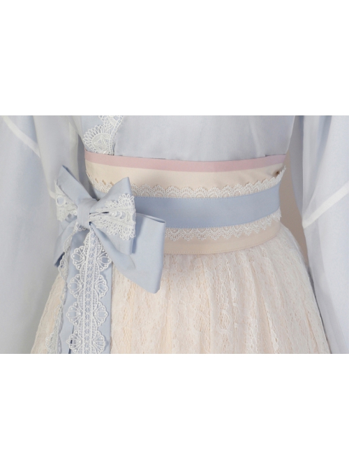 Morning And Evening Series Chinese Style Simple Daily Cross Over Lace Embroidery Elegant Sweet Lovely Bowknot Spring Autumn Hanfu