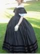 Court Style Off-The-Shoulder Pleated Ruffle Petal Sleeves Tie Rope Big Skirt Lolita Prom Short Sleeve Dress Set