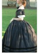 Court Style Off-The-Shoulder Pleated Ruffle Petal Sleeves Tie Rope Big Skirt Lolita Prom Short Sleeve Dress Set