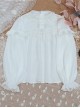 Little Wish Series Spring Sweet White Long Sleeve  Hollow Love Princess Loose Thin Sweet Lolita Shirts Blouses