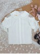 Little Lazy Cat Series Summer Cute Cat Claw Embroidery Slim Lace Tie Hollow Short Cuffs Sweet Lolita Blouses