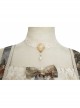 Multicolor Printing Pattern Lace Trim Classic Lolita Headband And Pearl Lace Jacquard Necklace