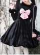 Cat Fluffy Series JSK Short Black Smooth Plush Girlish A-shaped Sweet Bud Bowknot Lolita Sling Dress