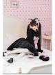 Cat Fluffy Series JSK Short Black Smooth Plush Girlish A-shaped Sweet Bud Bowknot Lolita Sling Dress